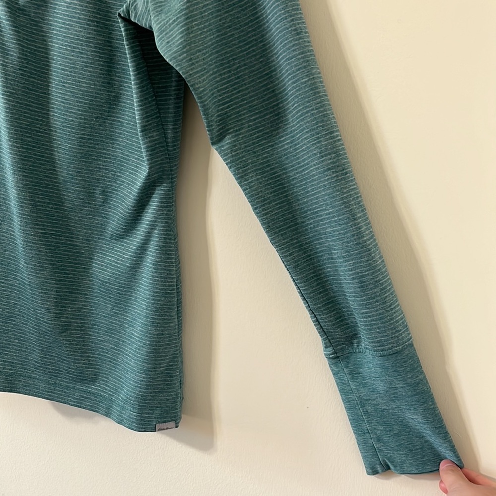 Eddie Bauer Green Striped Long Sleeve Lightweight Pullover Hoodie Size L - Picture 3 of 11